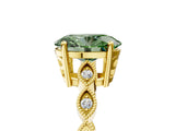 Yellow gold Fancy Green Oval Cut Solitaire Diamond Ring with Infinity Twist Band and Four-Prong Setting_5