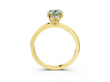 Yellow gold Fancy Green Oval Cut Solitaire Diamond Ring with Prong Setting and Plain Band_3