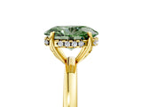 Yellow gold Fancy Green Oval Cut Solitaire Diamond Ring with Prong Setting and Plain Band_5