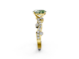 Yellow gold Fancy Green Oval  Cut Solitaire Diamond Twisted Band with Pave Setting_44