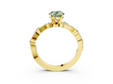 Yellow gold Fancy Green Oval  Cut Solitaire Diamond Twisted Band with Pave Setting_45