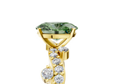 Yellow gold Fancy Green Oval  Cut Solitaire Diamond Twisted Band with Pave Setting_47