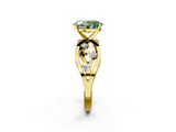 Yellow gold Fancy Green Oval  Cut Solitaire Diamond with Side Stones on Criss-Cross Band and Four-Prong Setting_5