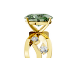 Yellow gold Fancy Green Oval  Cut Solitaire Diamond with Side Stones on Criss-Cross Band and Four-Prong Setting_8