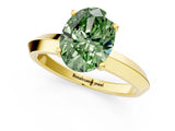 Yellow gold Fancy Green Oval  Cut Solitaire Engagement Ring with Flat Band and Four-Prong Setting 1