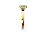 Yellow gold Fancy Green Oval  Cut Solitaire Engagement Ring with Flat Band and Four-Prong Setting 2
