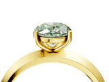 Yellow gold Fancy Green Oval  Cut Solitaire Engagement Ring with Flat Band and Four-Prong Setting 4