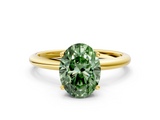Yellow gold Fancy Green Oval  Cut Solitaire Engagement Ring with Four-Prong Setting and Classic Band_20