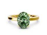 Yellow gold Fancy Green Oval  Cut Solitaire Engagement Ring with Four-Prong Setting on a Classic Band_19