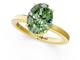 Yellow gold Fancy Green Oval  Cut Solitaire Engagement Ring with Four-Prong Setting on a Classic Band_20