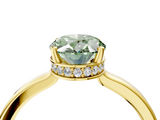 Yellow gold Fancy Green Oval  Cut Solitaire Engagement Ring with Four-Prong Setting on a Classic Band_23