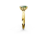 Yellow gold Fancy Green Oval  Cut Solitaire Engagement Ring with Tapered Band and Four-Prong Setting 2