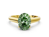 Yellow gold Fancy Green Oval Cut Solitaire Engagement Ring with Tapered Band and Four-Prong Setting_3