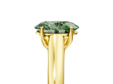 Yellow gold Fancy Green Oval Cut Solitaire Engagement Ring with Tapered Band and Four-Prong Setting_8