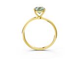 Yellow gold Fancy Green Oval  Cut Solitaire Engagement Ring with Thin Band and Four-Prong Setting_6