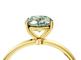 Yellow gold Fancy Green Oval  Cut Solitaire Engagement Ring with Thin Band and Four-Prong Setting_7