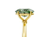 Yellow gold Fancy Green Oval  Cut Solitaire Engagement Ring with Thin Band and Four-Prong Setting_8