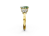 Yellow gold Fancy Green Oval  Cut Solitaire Floral Diamond Ring with Four-Prong Setting_39