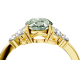 Yellow gold Fancy Green Oval  Cut Solitaire Floral Diamond Ring with Four-Prong Setting_41