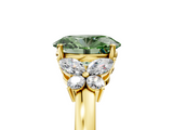 Yellow gold Fancy Green Oval  Cut Solitaire Floral Diamond Ring with Four-Prong Setting_42