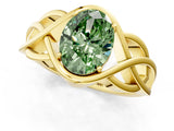 Yellow gold Fancy Green Oval Cut Solitaire Intertwined Band Prong Setting Ring_1