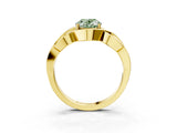 Yellow gold Fancy Green Oval Cut Solitaire Intertwined Band Prong Setting Ring_3