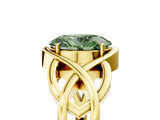Yellow gold Fancy Green Oval Cut Solitaire Intertwined Band Prong Setting Ring_5