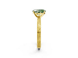 Yellow gold Fancy Green Oval Cut Solitaire Milgrain Engraved Band with Four-Prong Setting_2