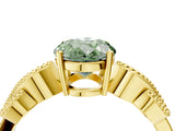 Yellow gold Fancy Green Oval Cut Solitaire Milgrain Leaf Band with Prong Setting_4