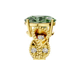 Yellow gold Fancy Green Oval Cut Solitaire Milgrain Leaf Band with Prong Setting_5