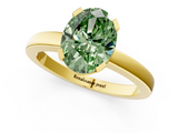 Yellow gold Fancy Green Oval  Cut Solitaire Ring with Four-Prong Setting and Classic Band_46