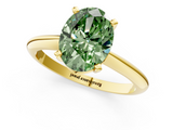 Yellow gold Fancy Green Oval  Cut Solitaire Ring with Four-Prong Setting on a Classic Band_70