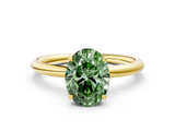 Yellow gold Fancy Green Oval  Cut Solitaire Ring with Thin Band and Four-Prong Setting_16