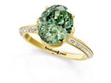 Yellow gold Fancy Green Oval Cut Solitaire Split Shank Pave Diamond Engagement Ring with Four-Prong Setting_1