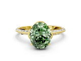 Yellow gold Fancy Green Oval Cut Solitaire Split Shank Pave Diamond Engagement Ring with Four-Prong Setting_24