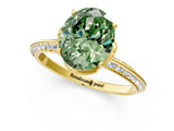 Yellow gold Fancy Green Oval Cut Solitaire Split Shank Pave Diamond Engagement Ring with Four-Prong Setting_25