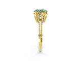 Yellow gold Fancy Green Oval Cut Solitaire Split Shank Pave Diamond Engagement Ring with Four-Prong Setting_26