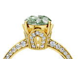 Yellow gold Fancy Green Oval Cut Solitaire Split Shank Pave Diamond Engagement Ring with Four-Prong Setting_28