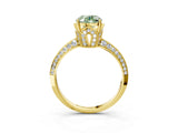Yellow gold Fancy Green Oval Cut Solitaire Split Shank Pave Diamond Engagement Ring with Four-Prong Setting_3