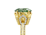 Yellow gold Fancy Green Oval Cut Solitaire Split Shank Pave Diamond Engagement Ring with Four-Prong Setting_5