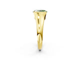 Yellow gold Fancy Green Oval Cut Solitaire Tension Set Diamond Ring with Split Shank Band_2