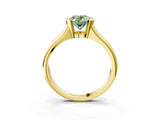 Yellow gold Fancy Green Oval Cut Solitaire Tension Set Diamond Ring with Split Shank Band_3
