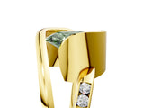 Yellow gold Fancy Green Oval Cut Solitaire Tension-Set Diamond Split Shank Ring_5