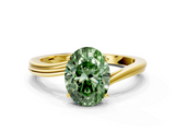 Yellow gold Fancy Green Oval  Cut Solitaire Twist Band Ring with Four-Prong Setting_20