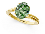 Yellow gold Fancy Green Oval  Cut Solitaire Twist Band Ring with Four-Prong Setting_21