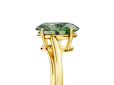 Yellow gold Fancy Green Oval  Cut Solitaire Twist Band Ring with Four-Prong Setting_25