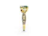 Yellow gold Fancy Green Oval Cut Solitaire Twist Pave Diamond Engagement Ring with Prong Setting_26