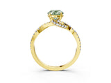 Yellow gold Fancy Green Oval Cut Solitaire Twist Pave Diamond Engagement Ring with Prong Setting_3