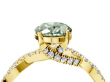 Yellow gold Fancy Green Oval Cut Solitaire Twist Pave Diamond Engagement Ring with Prong Setting_4