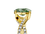 Yellow gold Fancy Green Oval Cut Solitaire Twist Pave Diamond Engagement Ring with Prong Setting_5